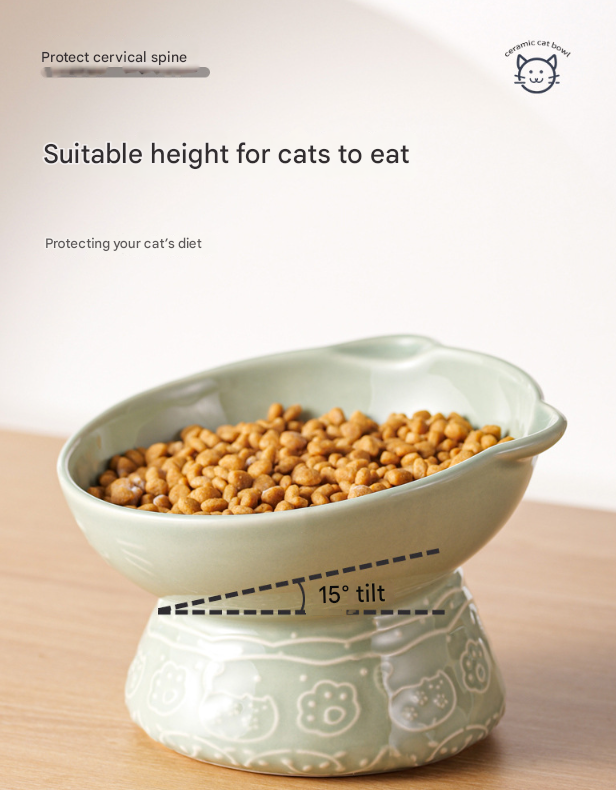 Blue Vintage Slow Feeder Ceramic Pet Bowl - Anti-Choke Wide-Mouth Design for Cats & Dogs, Prevents Black Chin