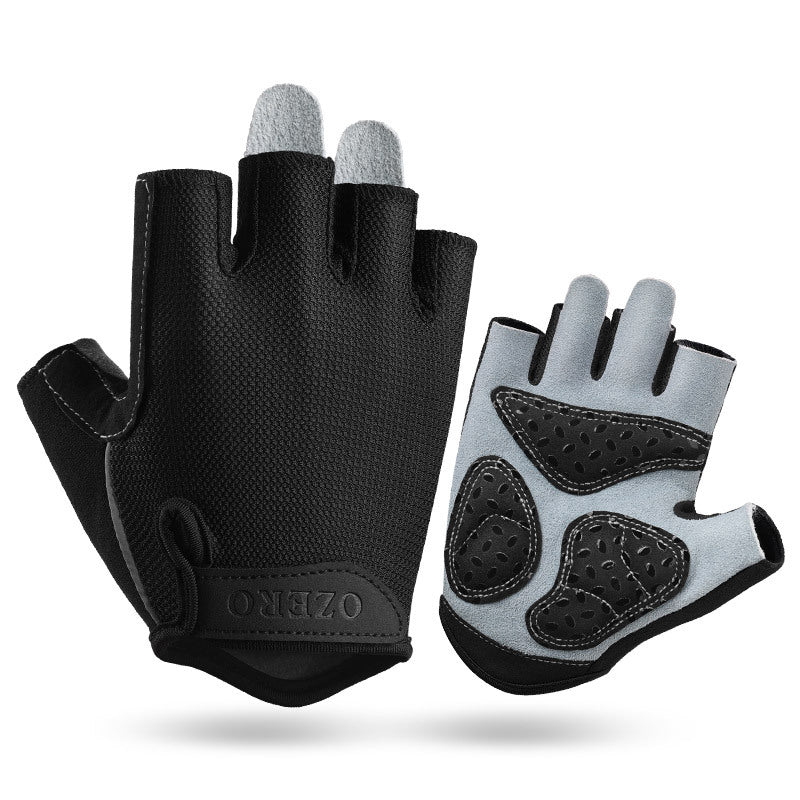 S Black Men&#39;s Summer Cycling Gloves - Breathable Half-Finger Non-Slip Fitness Training Gloves for Weightlifting