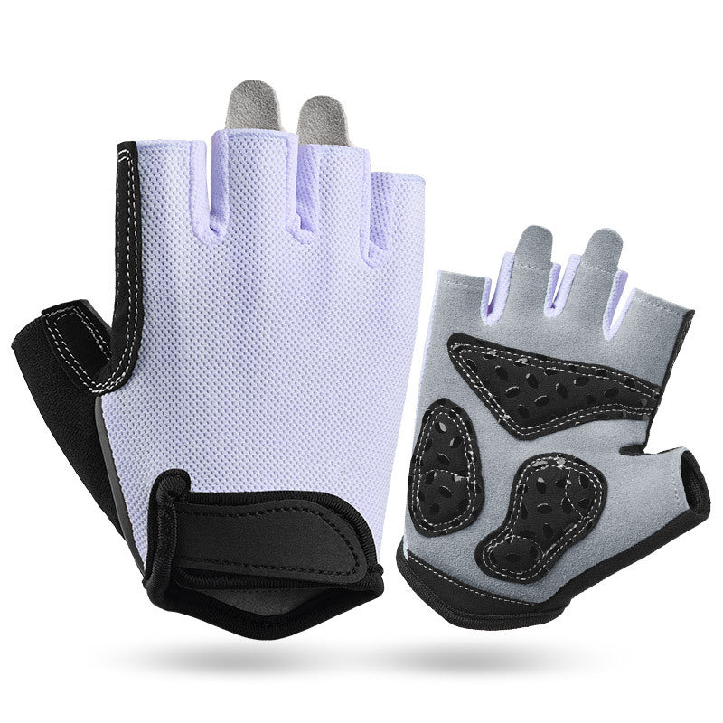 L Purple Women&#39;s Summer Cycling Gloves - Breathable Half-Finger Non-Slip Fitness Training Gloves for Weightlifting