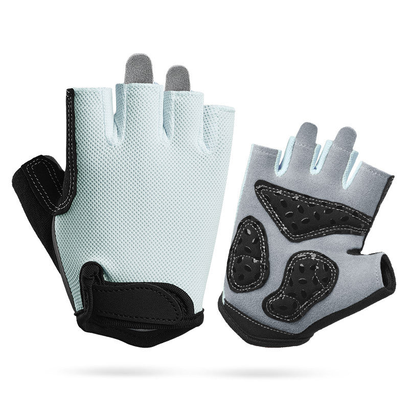 M Grey Children&#39;s Summer Cycling Gloves - Breathable Half-Finger Non-Slip Fitness Training Gloves for Weightlifting