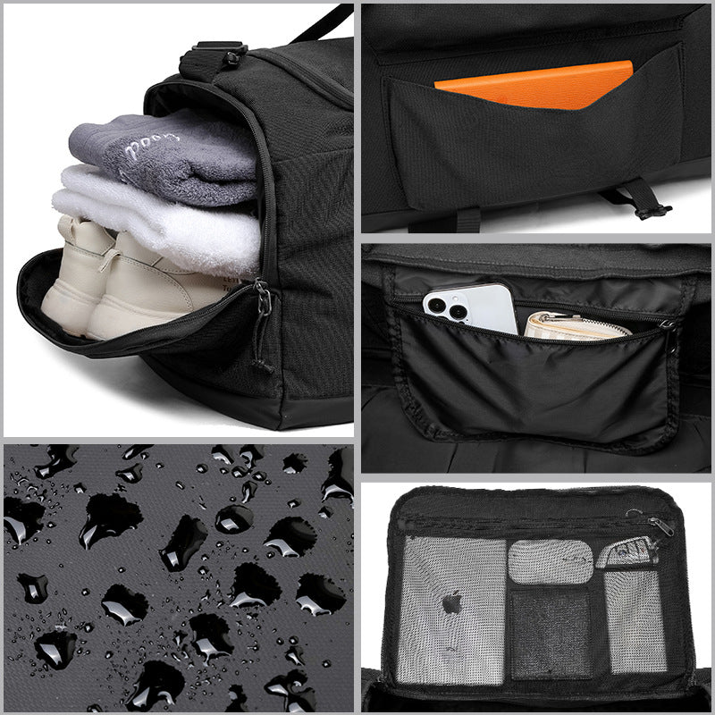 Yellow Dry Wet Separation Gym Bag - Yoga Fitness Travel Duffel - Shoe Compartment