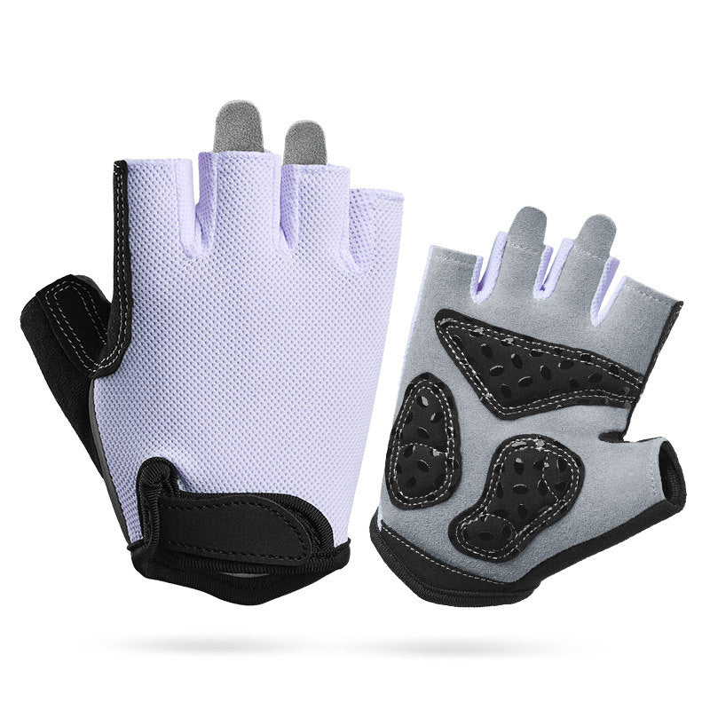S Purple Children&#39;s Summer Cycling Gloves - Breathable Half-Finger Non-Slip Fitness Training Gloves for Weightlifting
