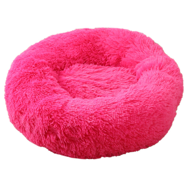 Rose Red 50cm Cozy Round Pet Bed - Plush Cat &amp; Dog Bed with Non-Slip Base, Machine Washable