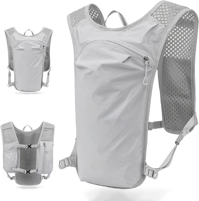 Grey Cycling Running Hiking Backpack - Breathable Hydration Pack with Vest Design for Biking, Marathon & Outdoor Sports