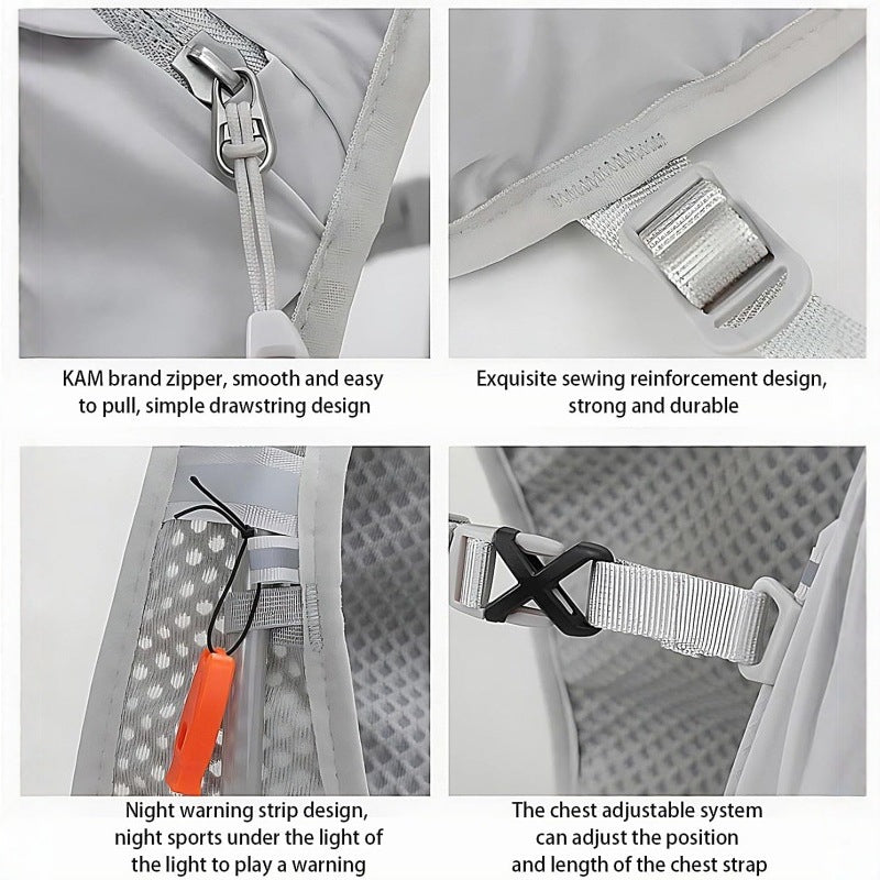 Grey Cycling Running Hiking Backpack - Breathable Hydration Pack with Vest Design for Biking, Marathon & Outdoor Sports