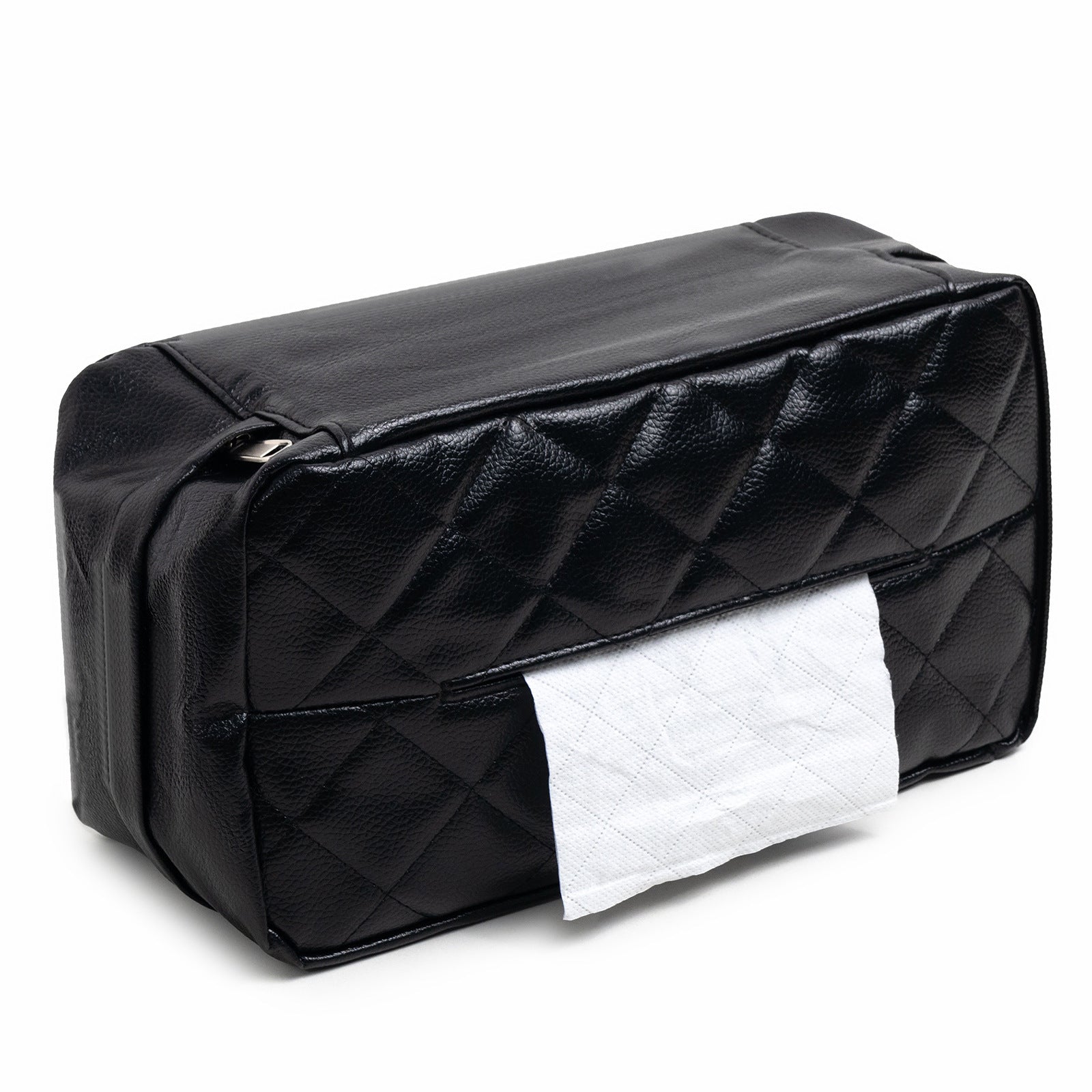 Black 2-Pack Car Tissue Box Holder Set - Universal Sun Visor & Seat Back PU Leather Organizer