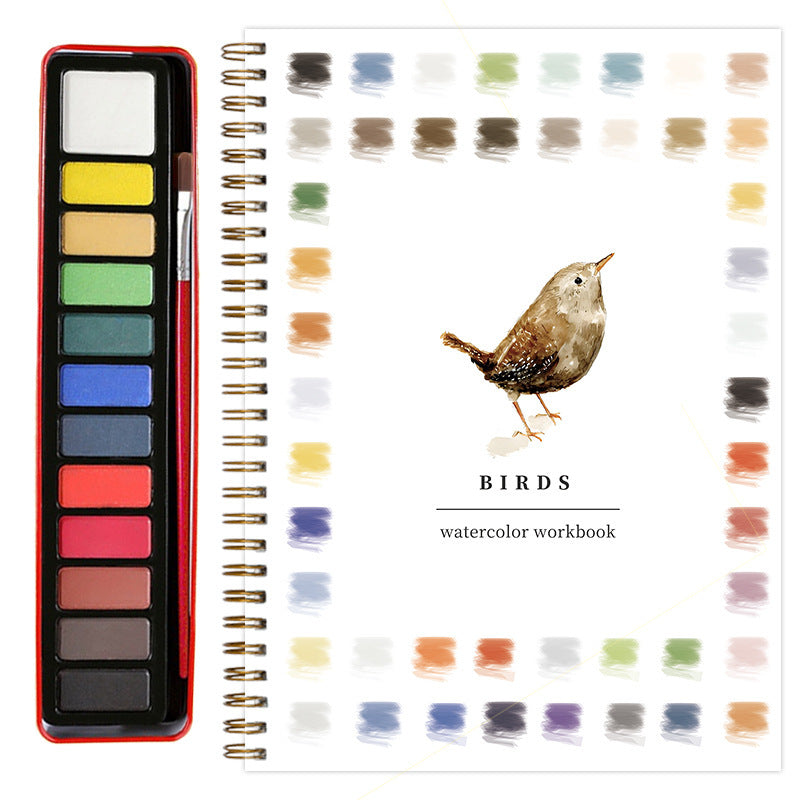 Bird 2-Pack Watercolor Painting Set - Premium Bird-Themed Coloring Books with Watercolor Paints (22.86×16.51cm) - Artist-Grade Workbook Kit