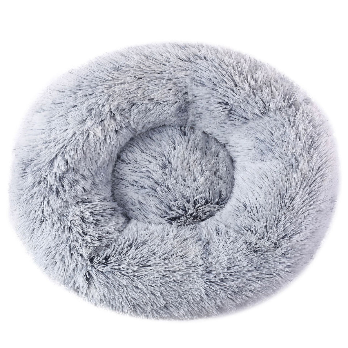 Grey 50cm Cozy Round Pet Bed - Plush Cat &amp; Dog Bed with Non-Slip Base, Machine Washable