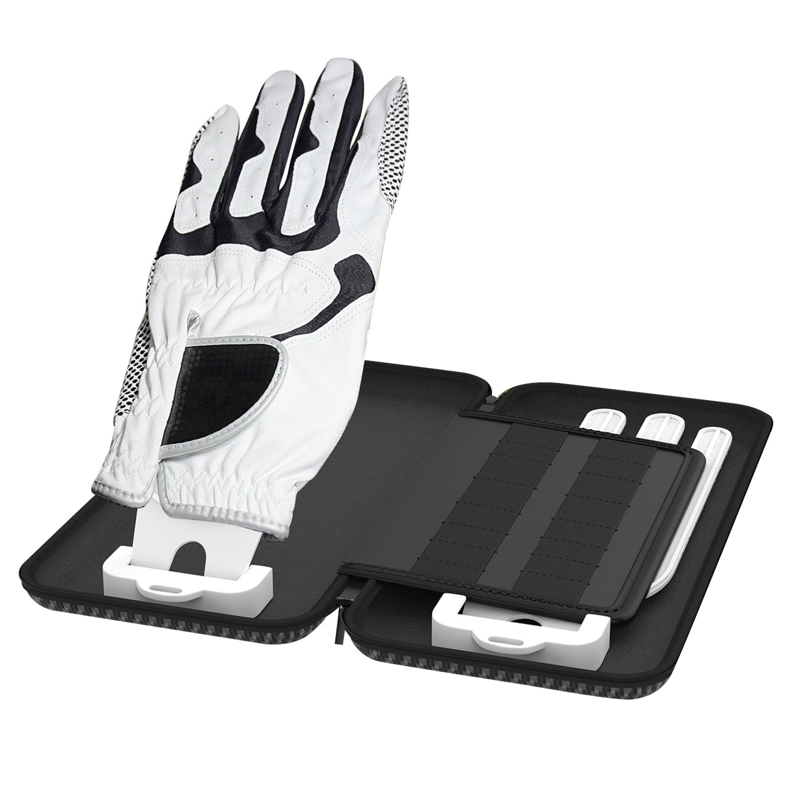 Grey Golf Glove Bag with Dual Glove Support Frame & Hook - Convenient Storage for Tees, Ball Markers and Golf Accessories