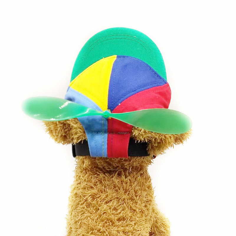 S Red Pet Baseball Cap with Spinning Propeller - Colorful Fun Design - See Details for Sizing