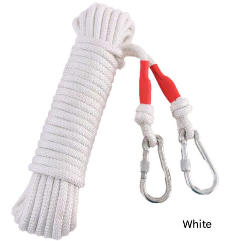 White With Wire Core Heavy Duty Adjustable Clothesline Set (4 Pack) - 10m Steel Wire Core Nylon Rope with Hooks for Outdoor &amp; Camping