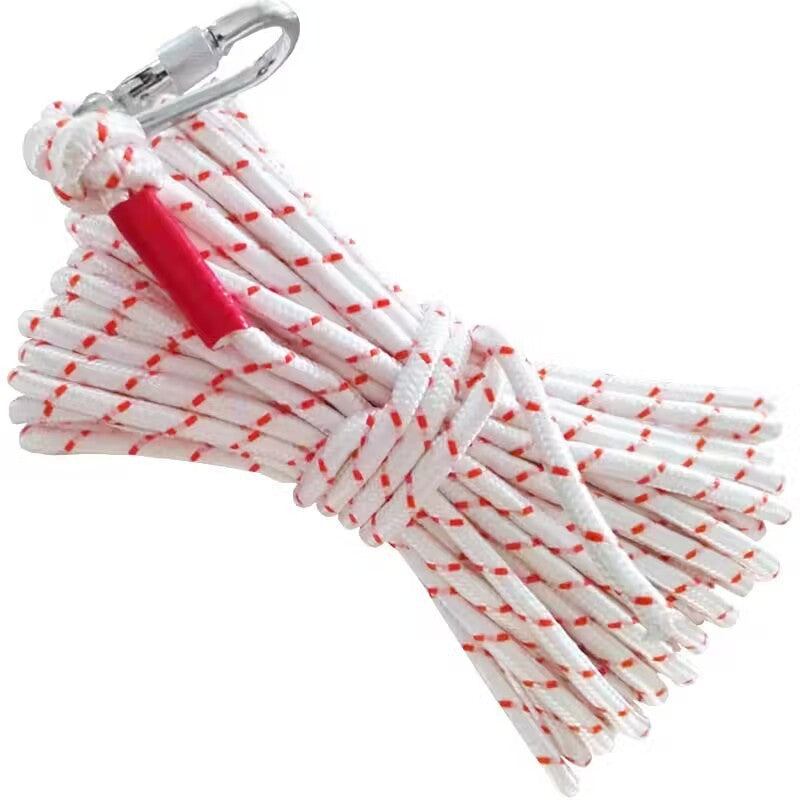 Red-white With Wire Core Heavy Duty Adjustable Clothesline Set (4 Pack) - 10m Steel Wire Core Nylon Rope with Hooks for Outdoor &amp; Camping