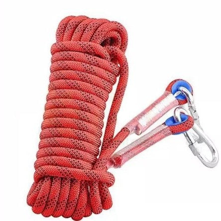 Red Polyester (for home use) Without Wire Core Heavy Duty Adjustable Clothesline Set (2 Pack) - 10m Steel Wire Core Nylon Rope with Hooks for Outdoor &amp; Camping