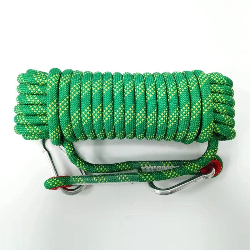 Green Polyester (for home use) Without Wire Core Heavy Duty Adjustable Clothesline Set (2 Pack) - 10m Steel Wire Core Nylon Rope with Hooks for Outdoor &amp; Camping
