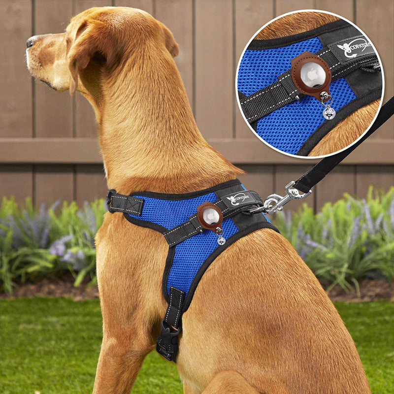 M Khaki Secure Nylon Dog Collar with Built-in Apple AirTag (not included) Holder Case - Pet Tracker Accessory