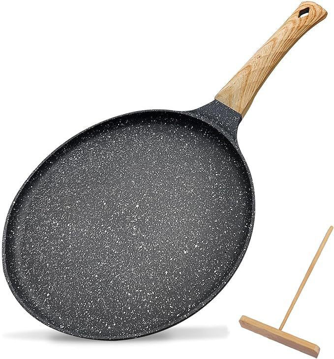 Grey 20cm Non-Stick Crepe Pan - Versatile Flat Skillet for Pancakes, Omelettes & Tortillas