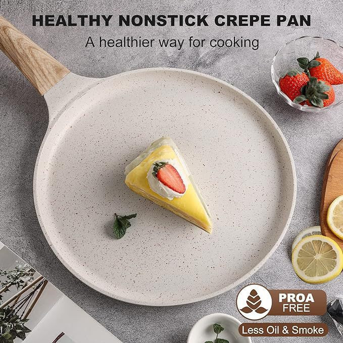 Grey 20cm Non-Stick Crepe Pan - Versatile Flat Skillet for Pancakes, Omelettes & Tortillas
