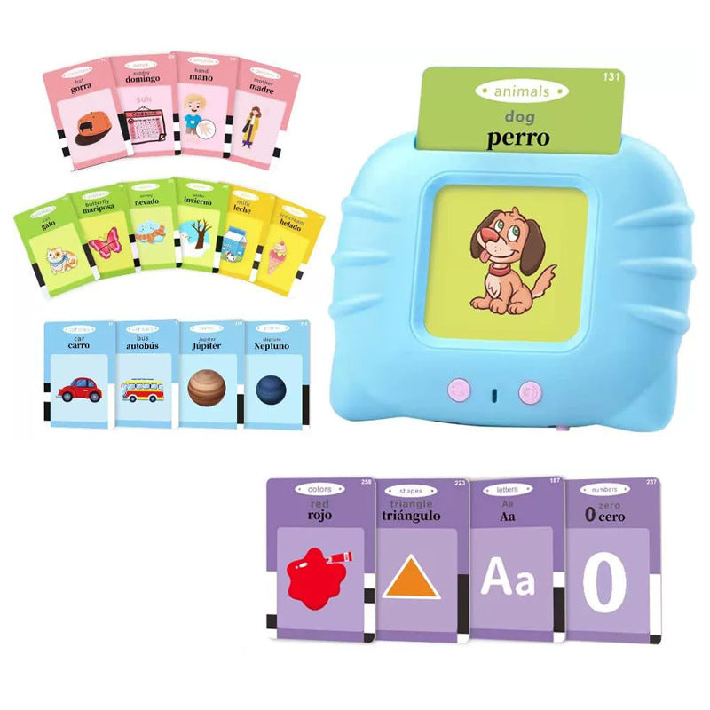 Blue Cat Spanish & English Bilingual Flash Card Reader - Interactive Audio Learning Toy (112 Cards)