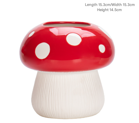 Big Size Red Whimsical Ceramic Mushroom Vase - Decorative Floral &amp; Hydroponic Planter
