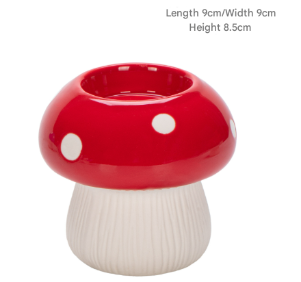 Small Size Red Whimsical Ceramic Mushroom Vase - Decorative Floral &amp; Hydroponic Planter