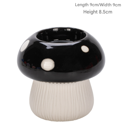 Small Size Black Whimsical Ceramic Mushroom Vase - Decorative Floral &amp; Hydroponic Planter