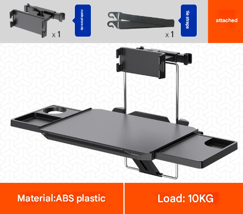 Bilateral Elongation Load Capacity 10kg Multi-Function Car Steering Wheel &amp; Seat Back Tray - Foldable Desk with Drink Holder