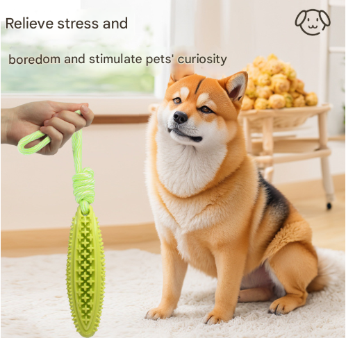 Blue Star Long Olive Durable Cotton Rope Dog Toy Set (2-Pack) - Chew, Tug & Treat Dispensing Ball for Dental Health