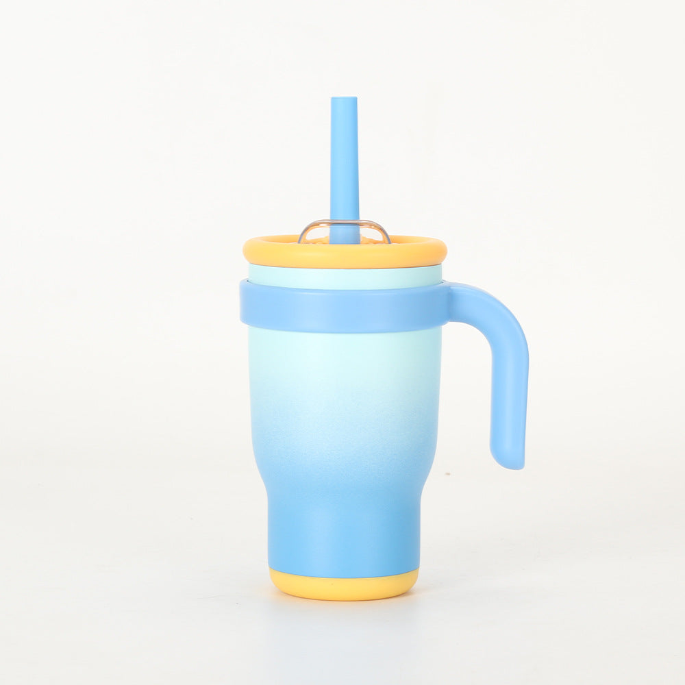 Blue 14oz Insulated Tumbler with Handle &amp; Straw - 304 Stainless Steel Car Cup (Contrast Color)