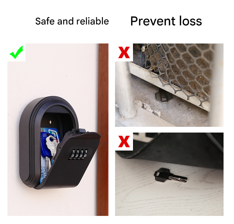Green 3PCS Wall Mount Plastic Combination Key Lock Box - Secure Key Safe Storage Box