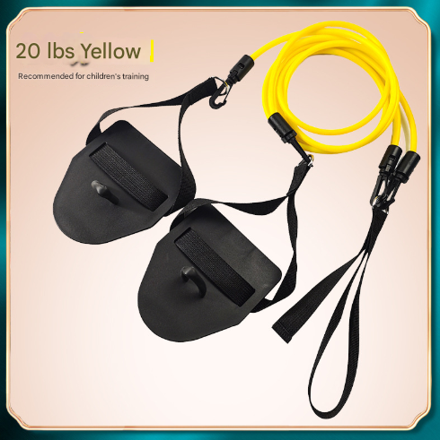 Yellow Flippers [Training Stroke] [20lbs] Swim Resistance Band Trainer - Dry-Land Arm Strength &amp; Stroke Exercise Cords