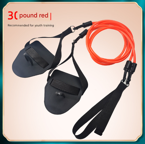 Red Flippers [Training Stroke] [30lbs] Swim Resistance Band Trainer - Dry-Land Arm Strength &amp; Stroke Exercise Cords