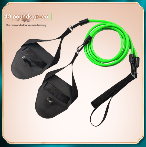 Green Flippers [Training Stroke] [40lbs] Swim Resistance Band Trainer - Dry-Land Arm Strength &amp; Stroke Exercise Cords