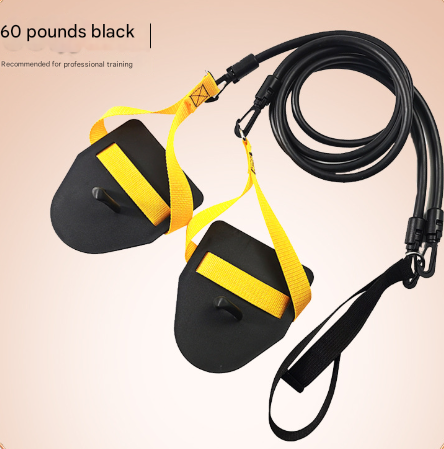 Black-yellow Flippers [Training Stroke] [60lbs] Swim Resistance Band Trainer - Dry-Land Arm Strength &amp; Stroke Exercise Cords
