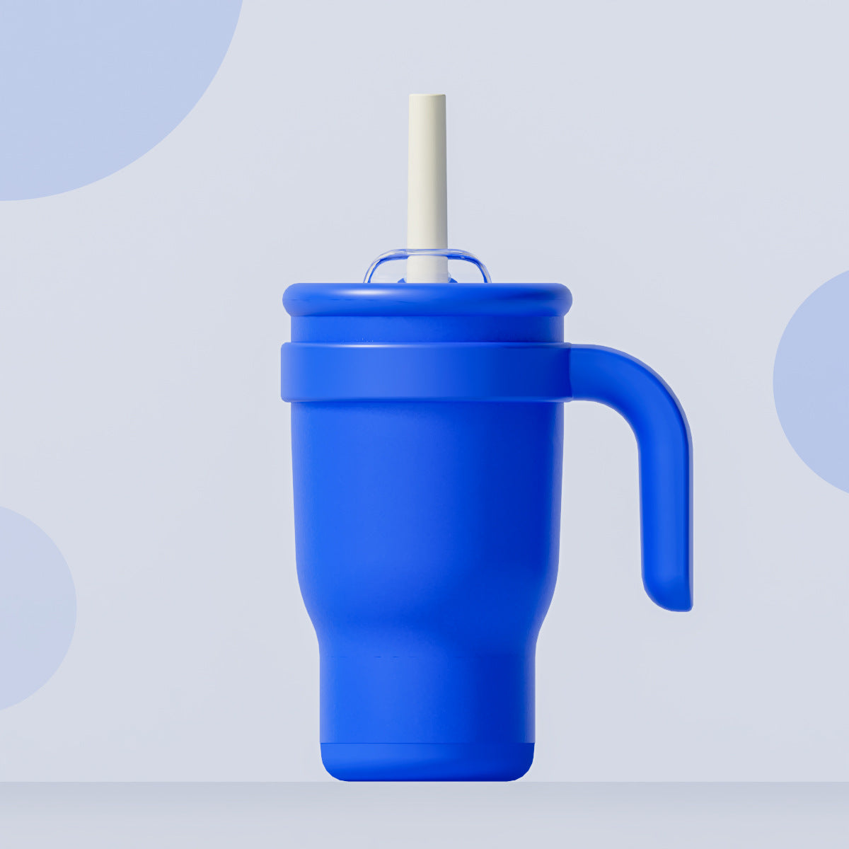 Blue 14oz Insulated Tumbler with Handle &amp; Straw - 304 Stainless Steel Car Cup (Contrast Color)