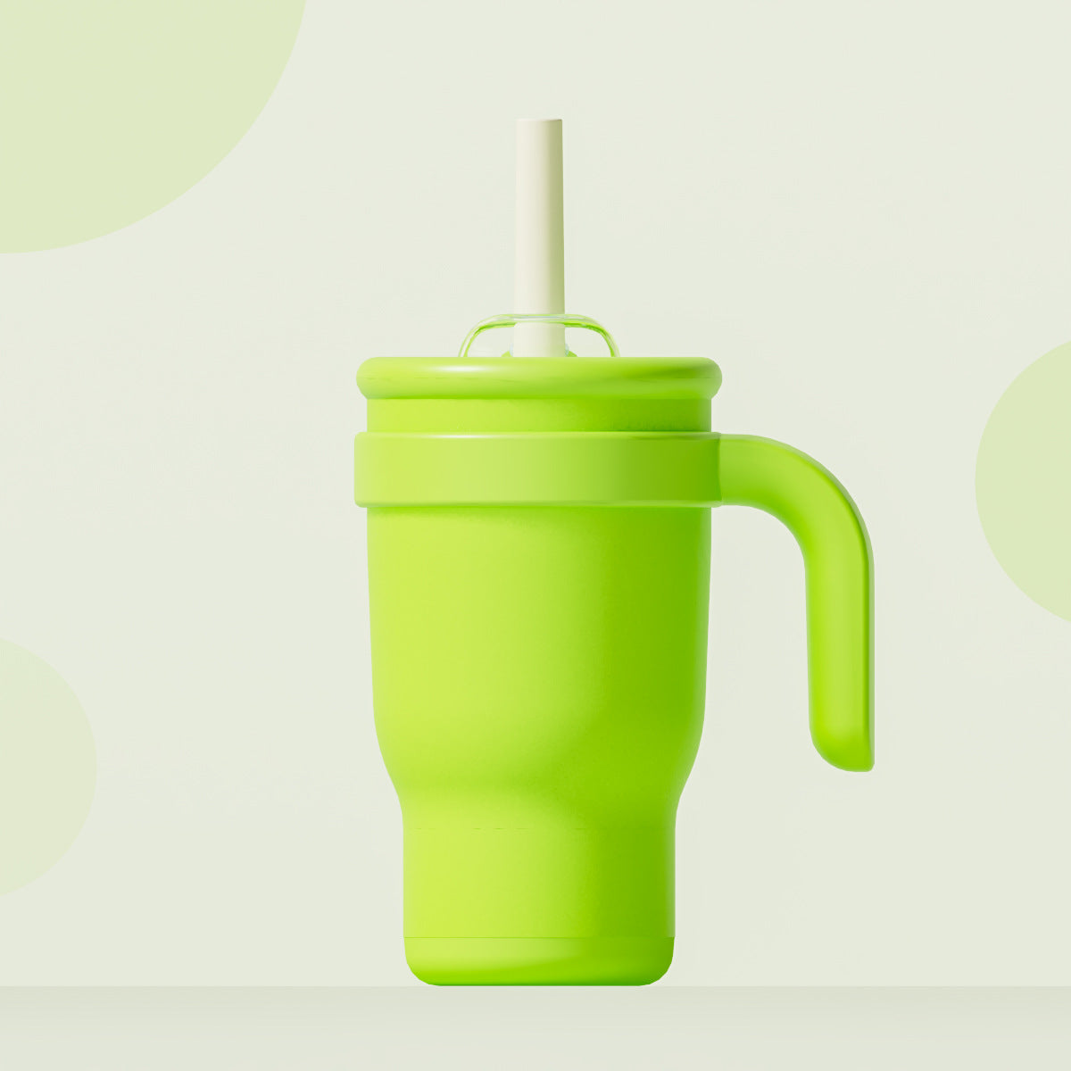 Green 14oz Insulated Tumbler with Handle &amp; Straw - 304 Stainless Steel Car Cup (Contrast Color)