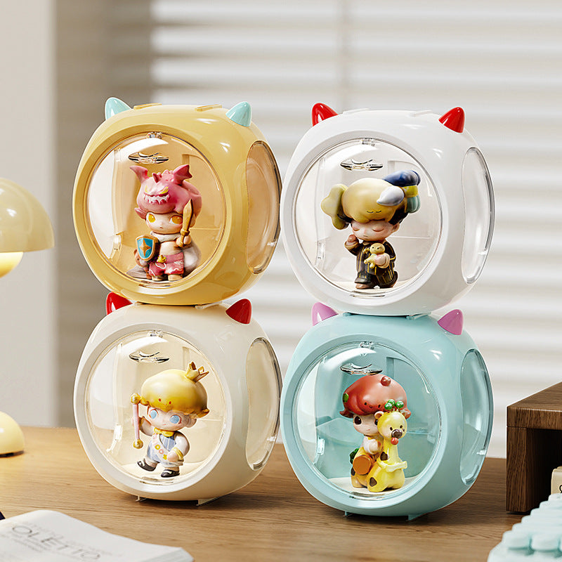 2PCS White Cute Magnetic Display Case - Dustproof 'Space Capsule' Box for Figures & Collectibles
