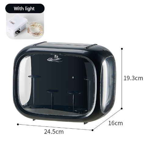 Black With Lamp Wall Mount &amp; Desktop Blind Box Display Case - Clear Dustproof Storage Organizer for Collectibles &amp; Figures