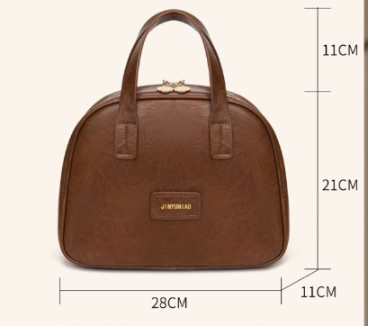 Brown Retro PU Leather Cosmetic Bag - Large Capacity Travel Toiletry Organizer Pouch