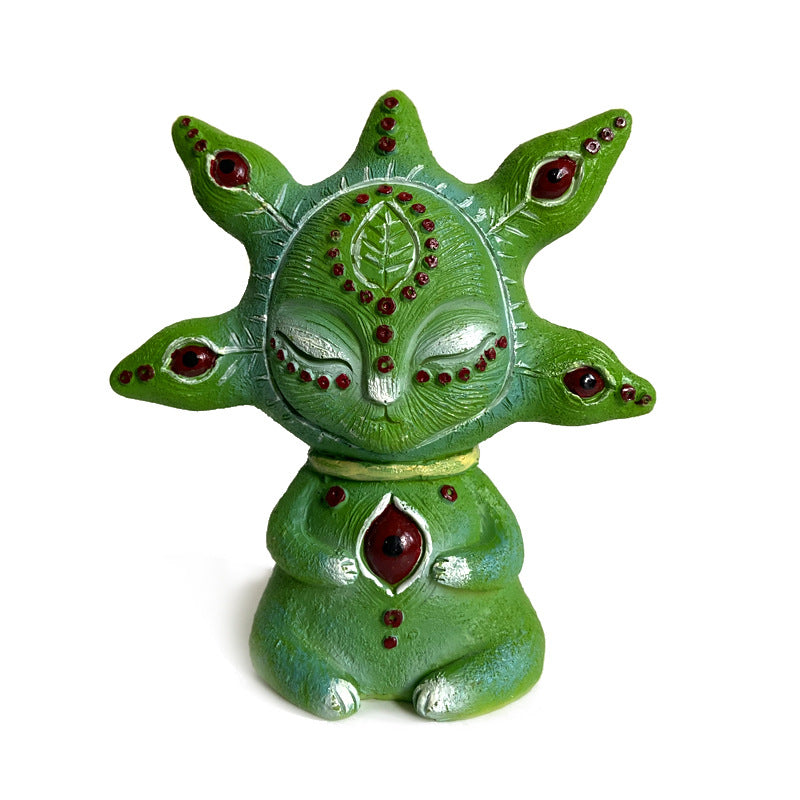 3PCS Five Eyes Fantasy Three-Eyed Alien Figurine Set - 3 Piece Resin Sculptures for Home &amp; Garden Decor