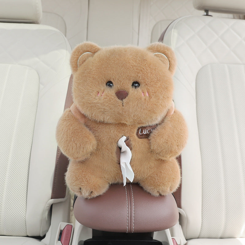 Adorable Bear Tissue Holder for Car - Plush Toy with Storage