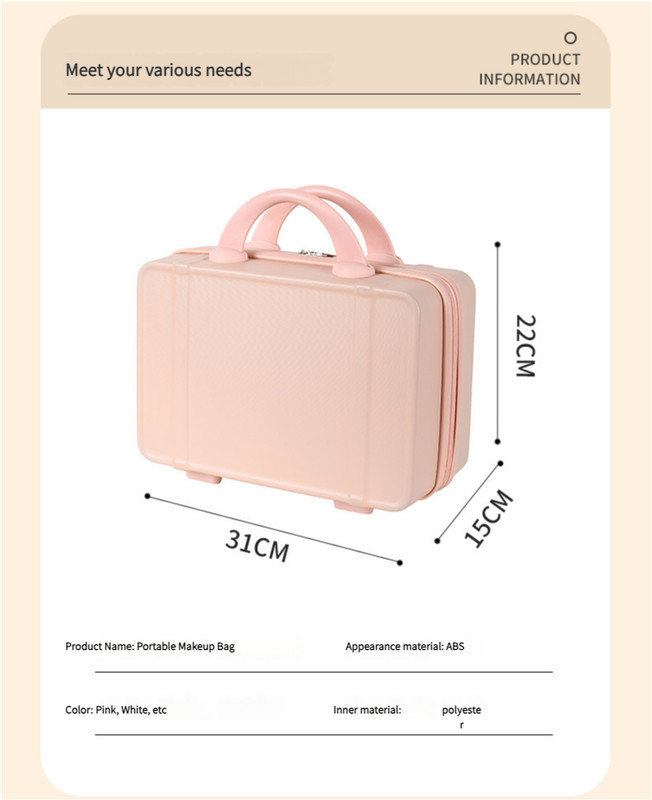 Personalized stylish and lightweight Light white mini suitcase for short trips
