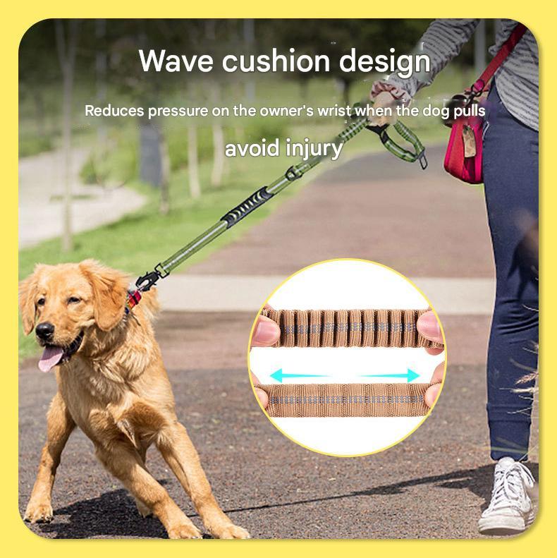 Black Shock Absorbing Dog Leash with Reflective Stitching - 135cm for Small to Large Dogs