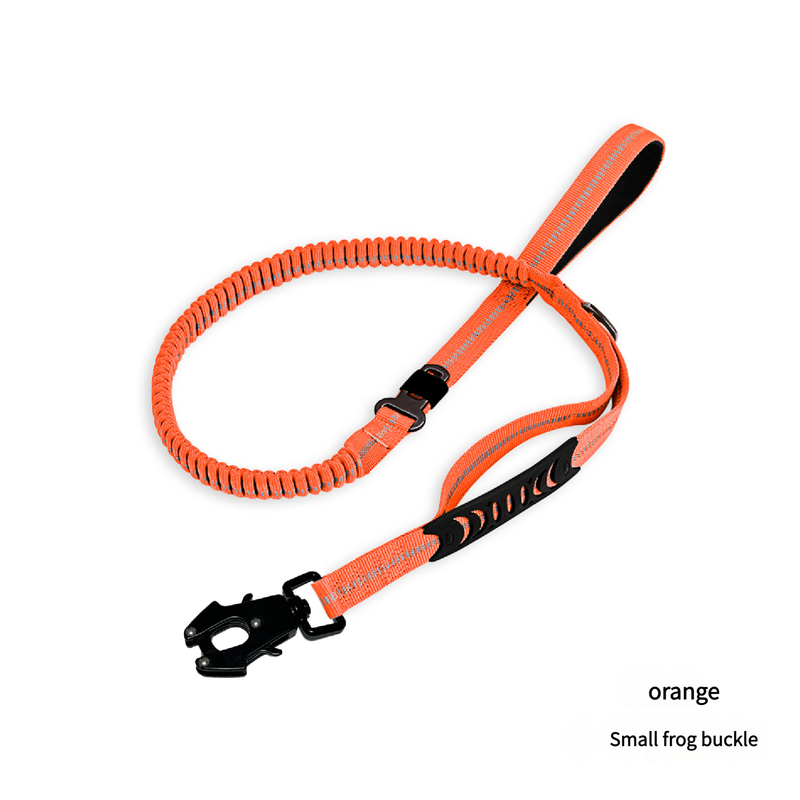 Orange Shock Absorbing Dog Leash with Reflective Stitching - 135cm for Small to Large Dogs
