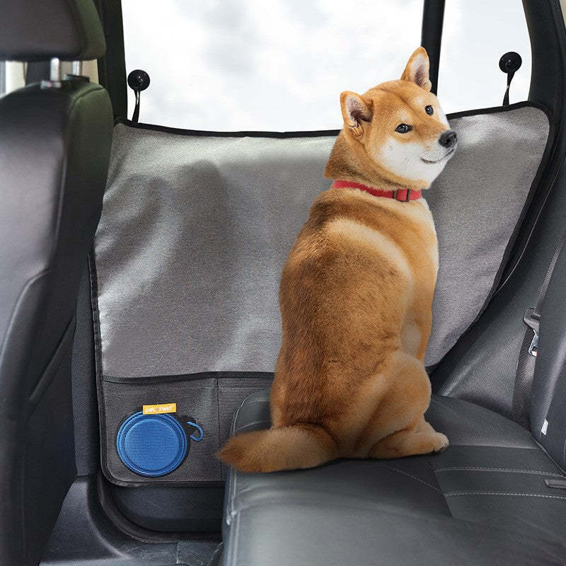Pet Car Door Protector with Storage Pocket  - 77x64cm Grey