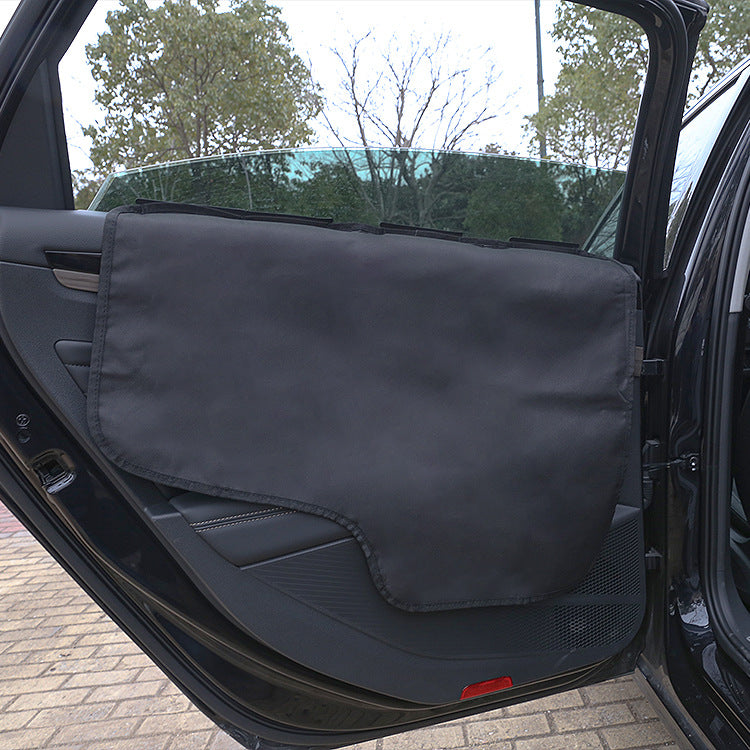 Pet Car Door Protector with Storage Pocket  - 77x64cm Black