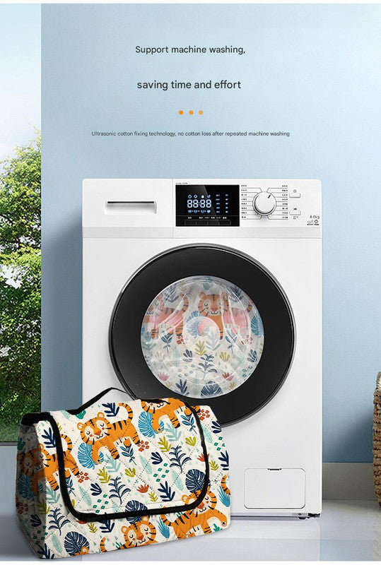 Waterproof Foldable Picnic Blanket with Musical Bunny Print - 200x200cm