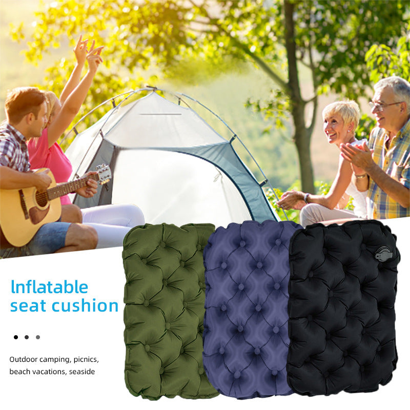 Inflatable Seat Cushion - Portable 40x30x5cm Camping Pad in Olive Green
