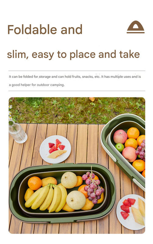 Foldable Picnic Basket with Tray - 16.5L Capacity, Green coffee color, Perfect for Camping and Outdoor Gatherings