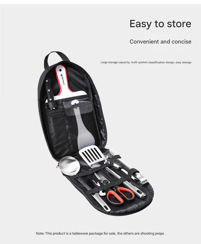 Portable Kitchen Utensil Storage Bag - Lightweight Organizer for Camping and Outdoor Cooking, Khaki