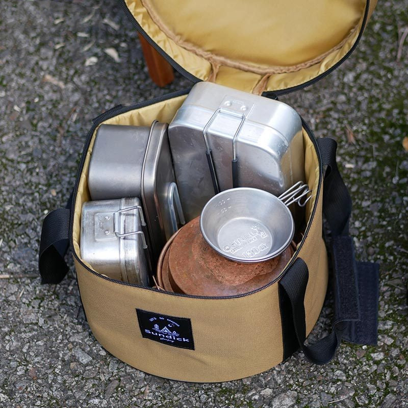 Portable Outdoor Kitchen Utensil Organizer,Waterproof Camping Cookware Storage Bag, Smoke Gray-Size M